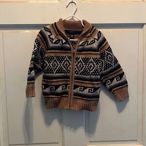 GAP Kids Patterned Knit Jacket - Brown, Black, Cream